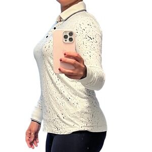 Worth New York White Black Print Updated Henley Tee‎ Size P